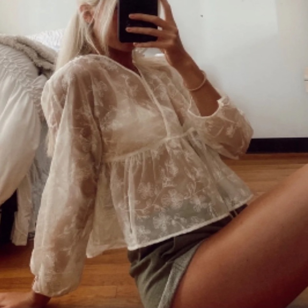 Aritzia Wilfred sheer blouse